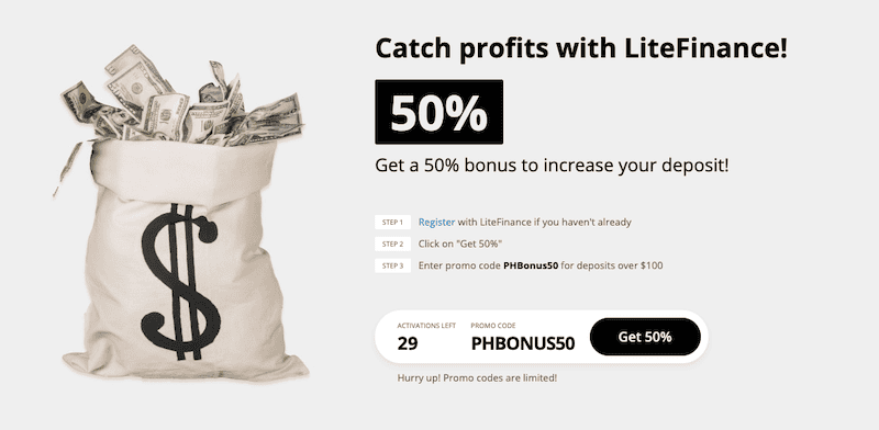 LiteFinance 50% Deposit Bonus
